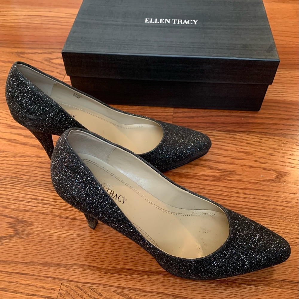 Ellen Tracy Black multicolor glitter heels, 8 1/2